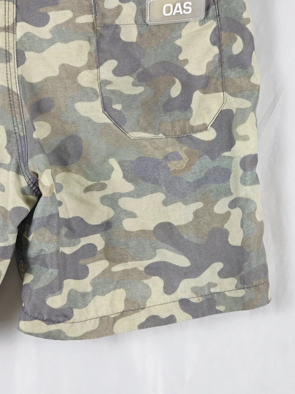 OAS Kid Camouflage Drawstring Swim Trunks with Palm Embroidery Size 10
